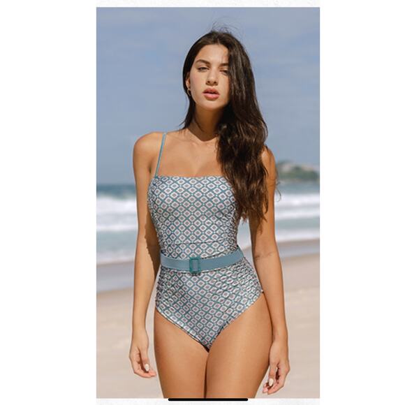 CUPSHE One Piece Square Neck Ruched Belted - Size Extra Large - Picture 2 of 8